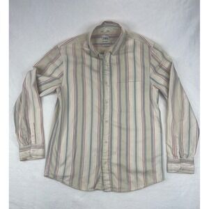 Zara Mens Striped Button Down Shirt Relaxed Fit M Medium Casual Cotton Blend